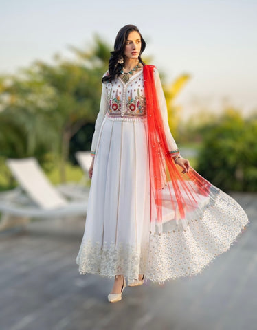 Ladies Ivory Long dress Khudabaksh