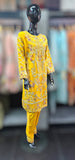 Yellow Long Kameez with straight trouser