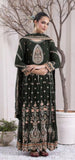 Ladies Long bottle green maxi/anarkali with intricate hand embellishments