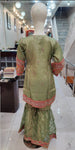 Ladies mint green kameez and Gharara with intricate hand embellishments