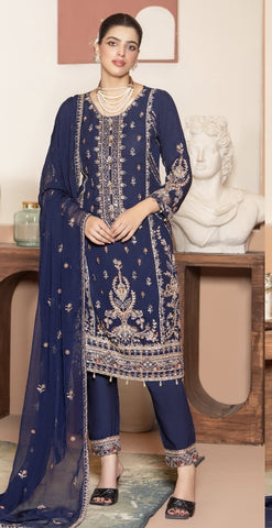 Ladies luxury chiffon kameez with intricate hand embellishments and stone work