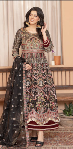 Ladies Black maxi/anarkali with intricate hand embellishments