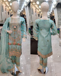 Ladies light blue kameez with intricate hand embellishments