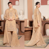 Ladies Gold Chiffon Kameez with Gharara