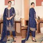 Ladies luxury chiffon kameez with intricate hand embellishments and stone work