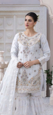 Ladies Off white kameez with Gharara