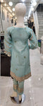 Ladies light blue kameez with intricate hand embellishments