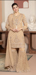 Ladies Gold Chiffon Kameez with Gharara