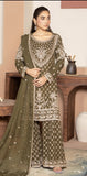 Ladies Mehndi Green Chiffon Kameez with Gharara