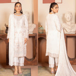 Ladies Off white Chiffon Kameez with Srone work