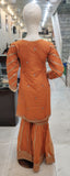 Ladies Orange kameez and Gharara with intricate hand embellishments