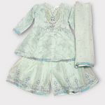 Girls Ice Blue Organza Peplum