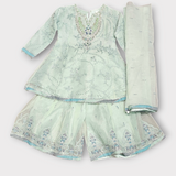 Girls Ice Blue Organza Peplum