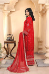 Luxury chiffon Red Embroidered Kameez with Sharara
