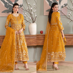 Ladies Long Gold maxi/anarkali with intricate hand embellishments