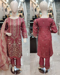 Ladies Cerise Pink kameez with intricate hand embellishments