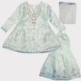 Girls Ice Blue Organza Peplum