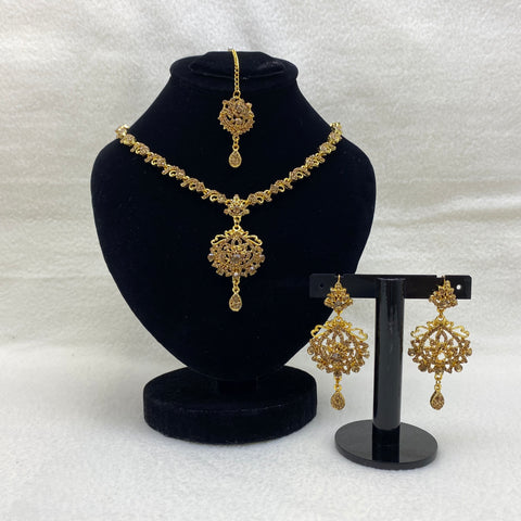 Intricate Gold Necklace 3pcs Set