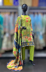 Mehndi Green Printed Linen Suit